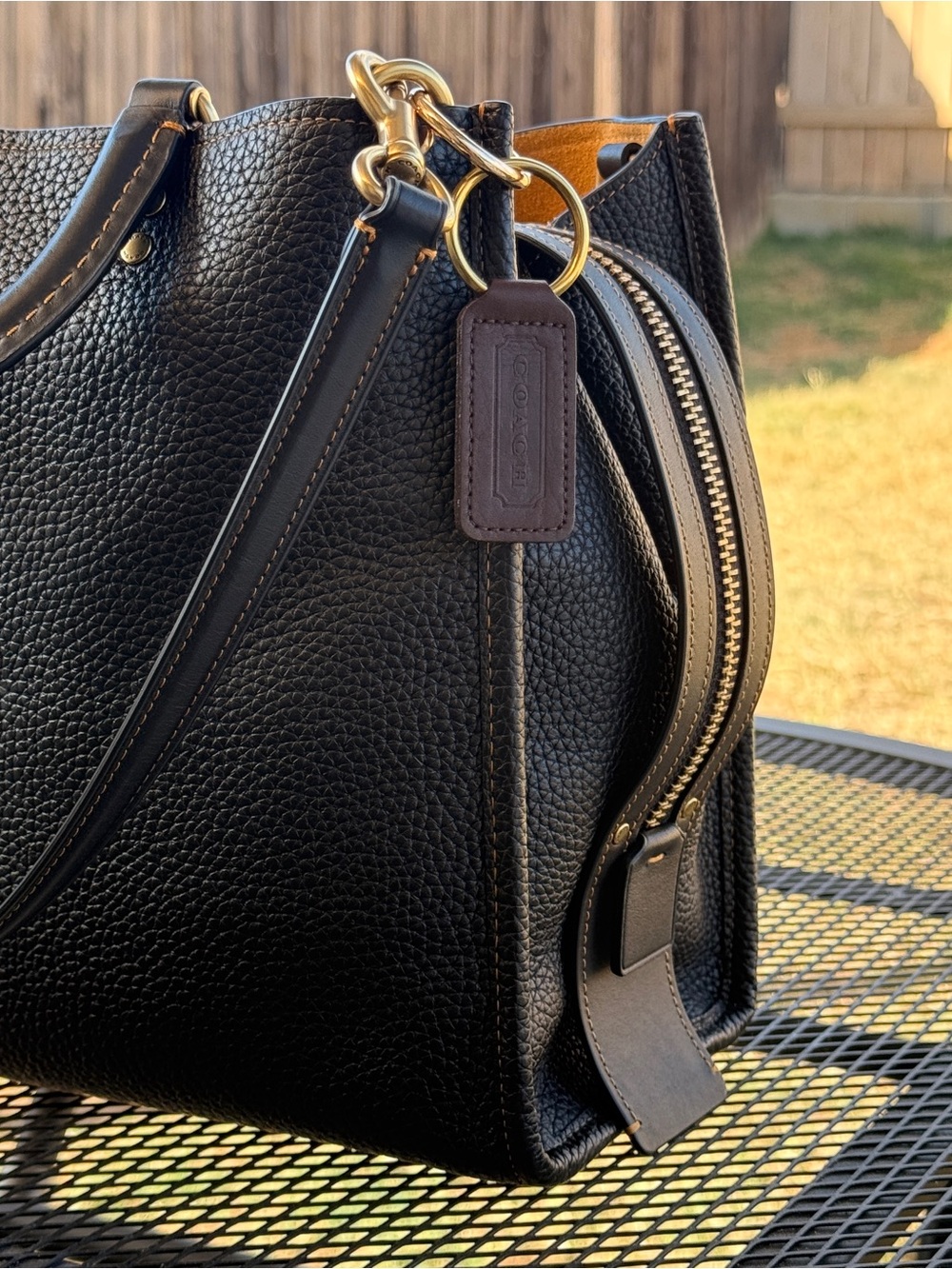 Coach Mahogany Leather Hangtag Tag Keychain Keyring Gift Bag Charm